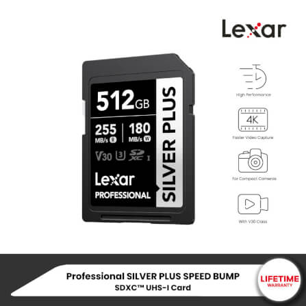 การ์ดหน่วยความจำ เอสดีการ์ด LEXAR SILVER PLUS 512GB UHS-I U3 V30 SD CARD SPEED BUMP FULL-HD 3D 4K RW255/180MB/S (LSDSIPL512G-BNNNG)_9
