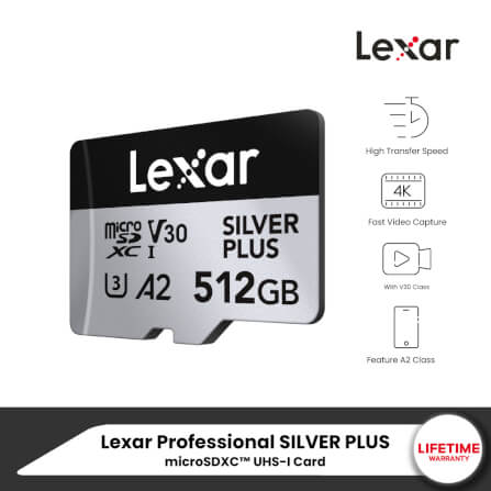 การ์ดหน่วยความจำ ไมโครเอสดีการ์ด LEXAR PROFESSIONAL SILVER PLUS MICROSD CARD 512GB READ 205MB/S WRITE150MB/S (LMSSIPL064G-BNANG)_6