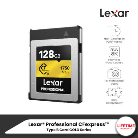การ์ดหน่วยความจำ ซีเอฟเอ็กเพรสการ์ด LEXAR CFEXPRESS TYPE B 128GB VPG400 RAW 8K RW1900/1500MB/S (LCXEXPR128G) GOLD SERIES_6