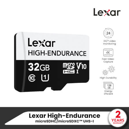การ์ดหน่วยความจำ ไมโครเอสดีการ์ด LEXAR HIGH-ENDURANCE 32GB MICROSD CARD SPEED 100MB/S (LMSHGED032G) SUPPORTS 1080P FULL-HD AND 4K VIDEO_7