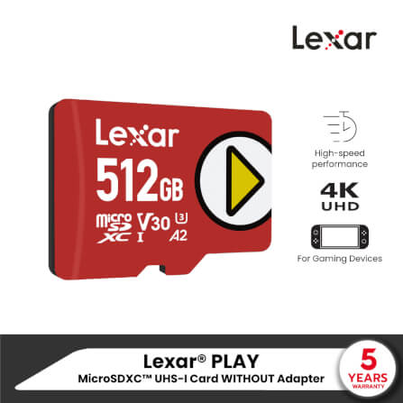 การ์ดหน่วยความจำ ไมโครเอสดีการ์ด LEXAR PLAY MICROSD CARD 512GB (ไมโครเอสดีการ์ด) RW160/100MB/S (LMSPLAY512G)_7