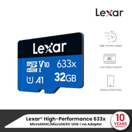 การ์ดหน่วยความจำ ไมโครเอสดีการ์ด LEXAR 633X MICROSD CARD 32GB NOADAPTER UPTO 100MB/S READ (LMS0633032G)_7