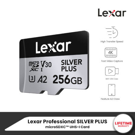 การ์ดหน่วยความจำ เอสดีการ์ด LEXAR PROFESSIONAL SILVER PLUS MICROSD CARD 256GB READ 205MB/S WRITE150MB/S (LMSSIPL256G-BNANG)_7