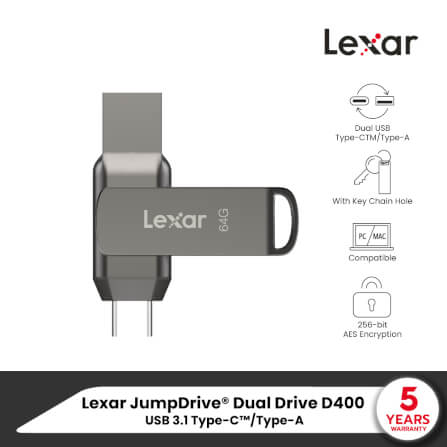 แฟลชไดรฟ์ Lexar D400 64GB Dual USB Type-C/A USB 3.1 2-in-1_8