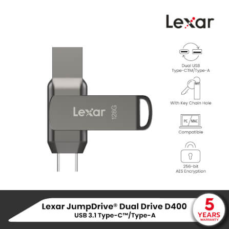แฟลชไดรฟ์ Lexar D400 128GB Dual USB Type-C/A USB 3.1 2-in-1_8