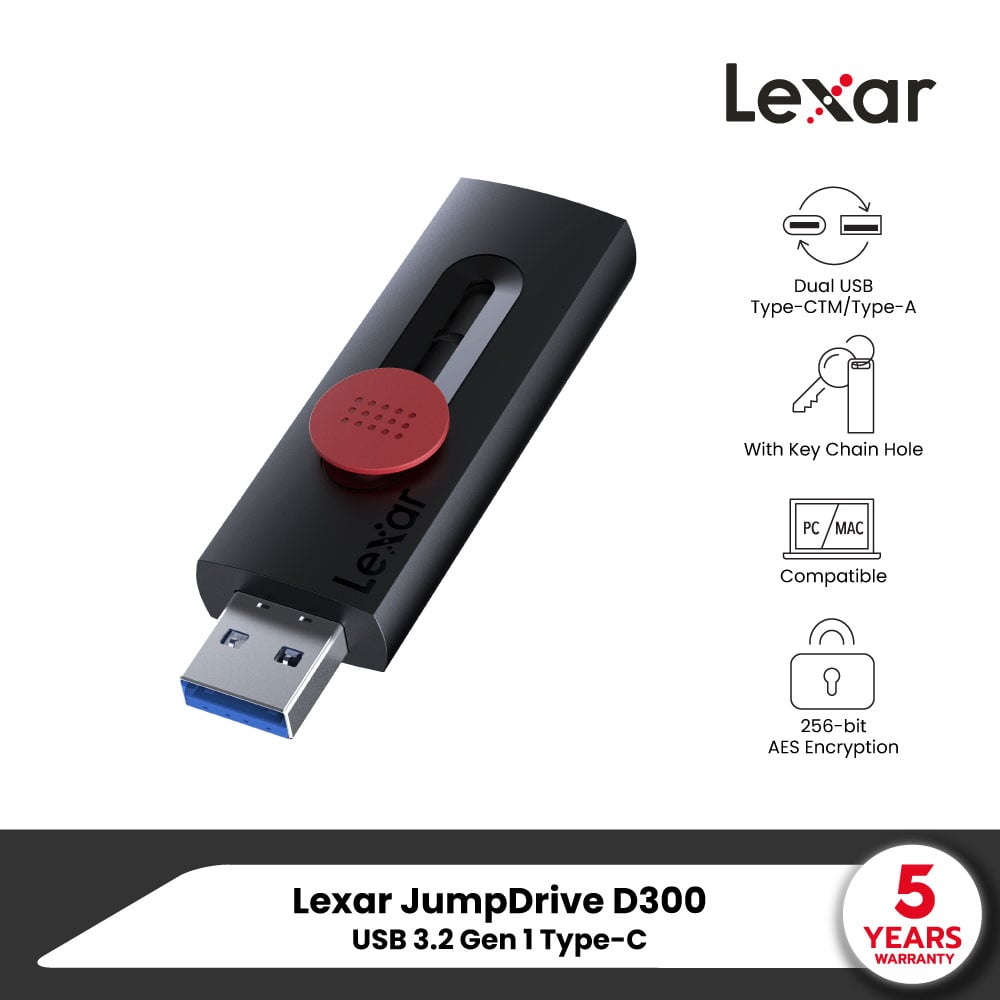 แฟลชไดรฟ์ Lexar JumpDrive Dual Drive D300 128GB USB 3.2 Gen 1 Type-C_9