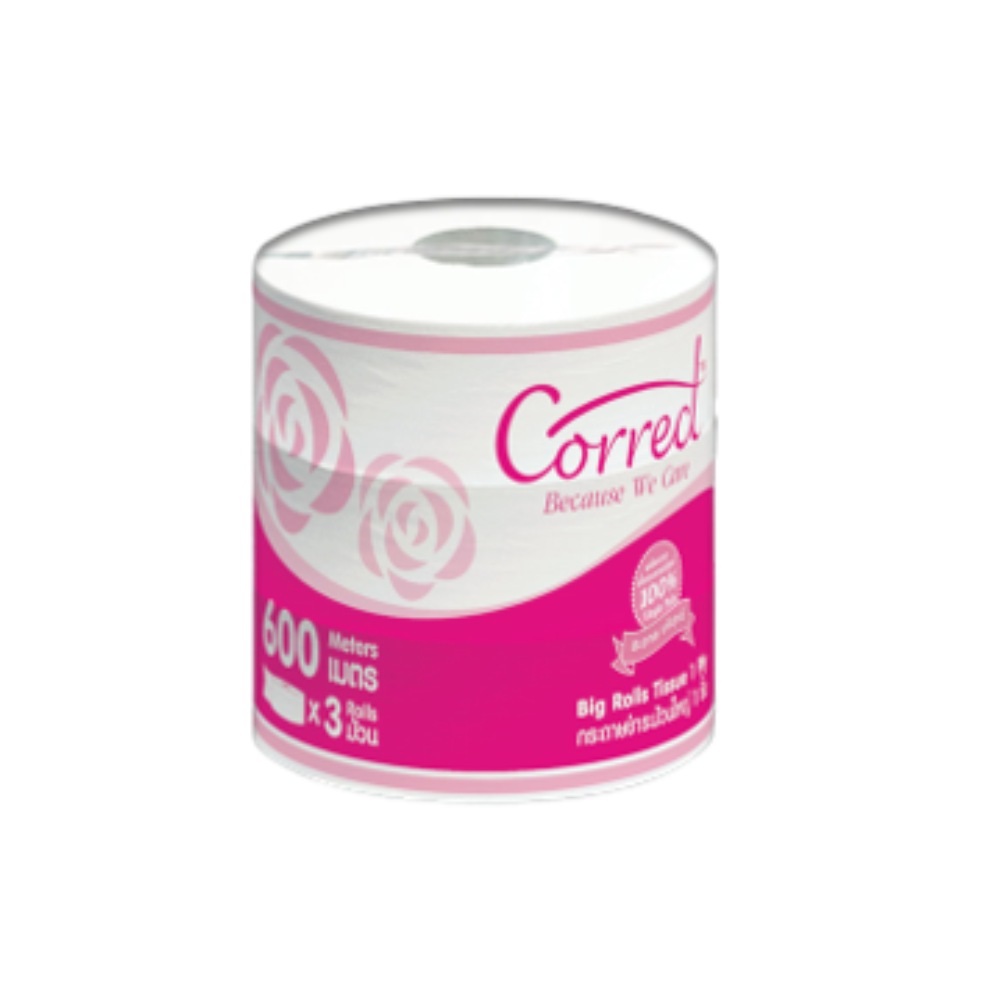 กระดาษชำระ CORRECT หนา 1 ชั้น ความยาว 600 เมตร/ม้วน บรรจุ 3 ม้วน/แพ็ค x 4 แพ็ค  (ยกลัง)_2