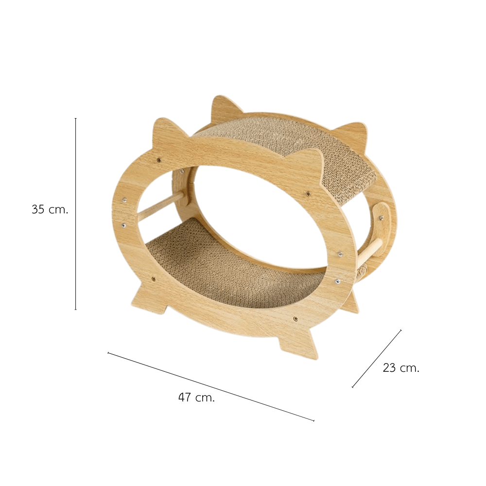 ที่นอนแมวแบบอุโมงค์สองชั้น PETELLE รุ่น COZY LOOP CAT วัสดุกระดาษลูกฟูกและโครงไม้