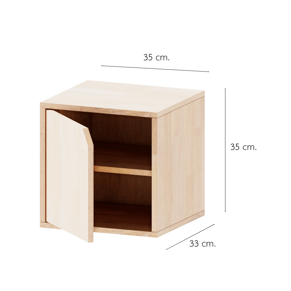 ตู้เตี้ยบานเปิด 2 ชั้น PETELE รุ่น CUBE BOX04 ขนาด 35X33X35 ซม.สีไม้_0