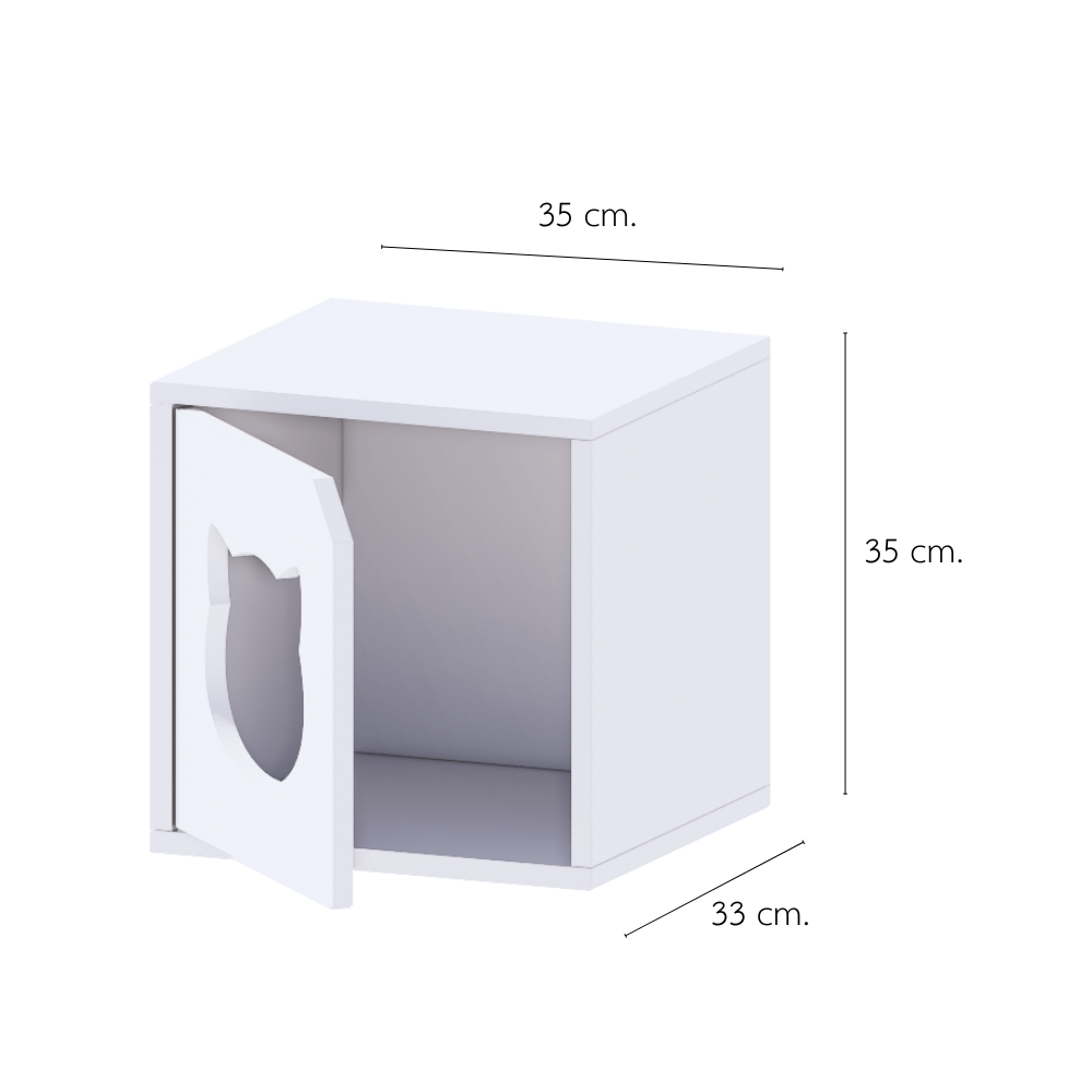 ตู้เตี้ยบานเปิด PETELE รุ่น CUBE BOX05 ลายรูปแมว ขนาด 35X33X35 ซม.สีขาว_0