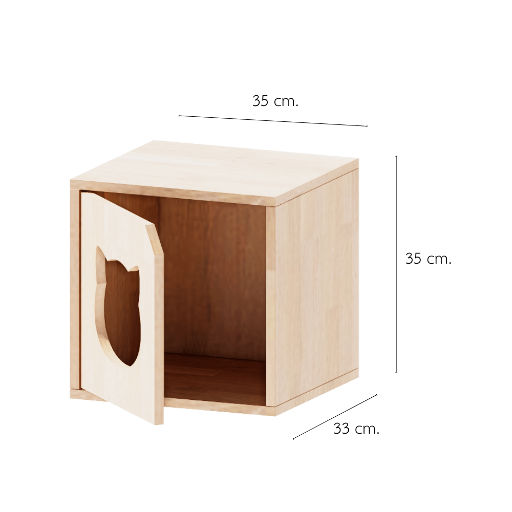 ตู้เตี้ยบานเปิด PETELE รุ่น CUBE BOX05 ลายรูปแมว ขนาด 35X33X35 ซม.สีไม้
