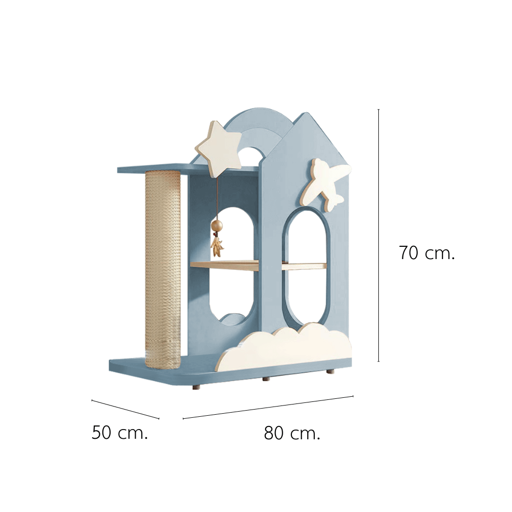 คอนโดแมว PETELE STARLIT CAT CLIMBING FRAME รุ่น COTTAGE SIZE S สีฟ้า_0