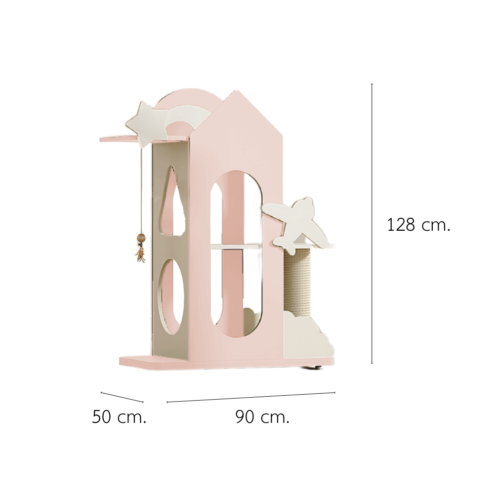 คอนโดแมว PETELE STARLIT CAT CLIMBING FRAME รุ่น VILLA SIZE M สีชมพู_0
