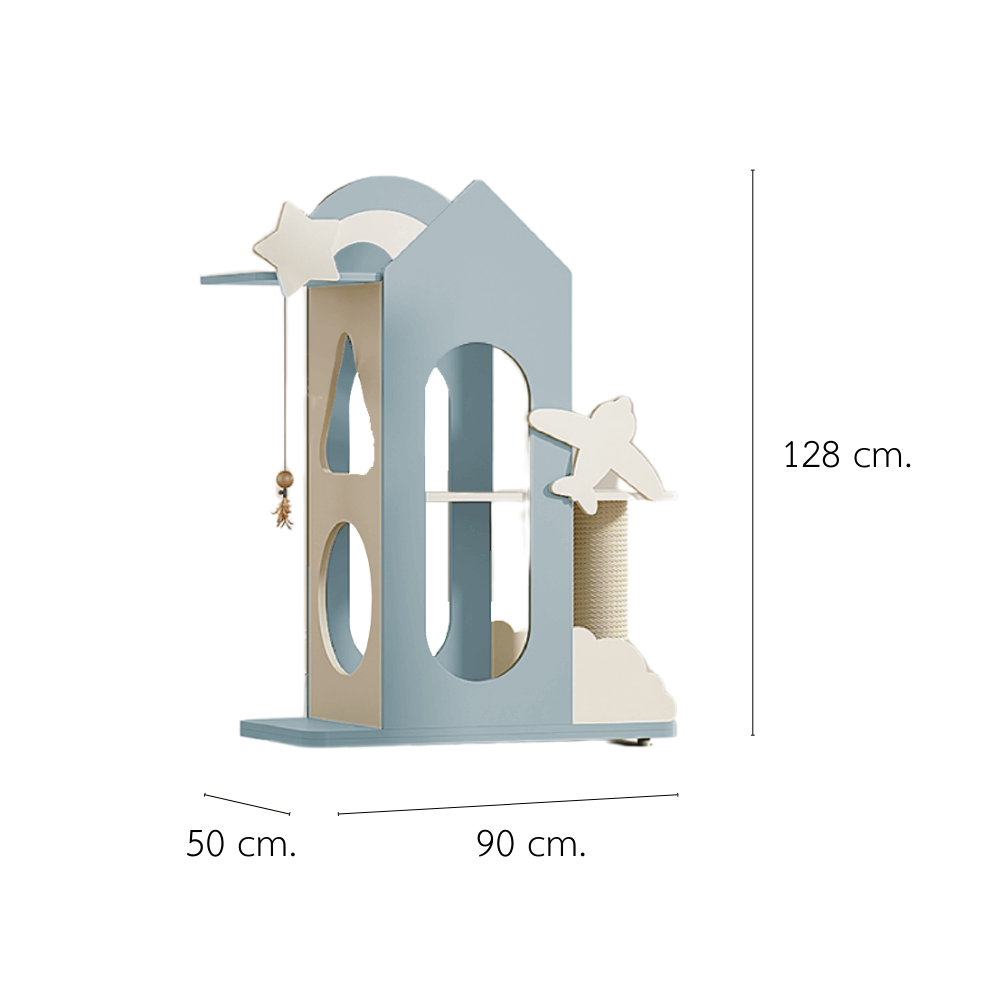คอนโดแมว PETELE STARLIT CAT CLIMBING FRAME รุ่น VILLA SIZE M สีฟ้า_0