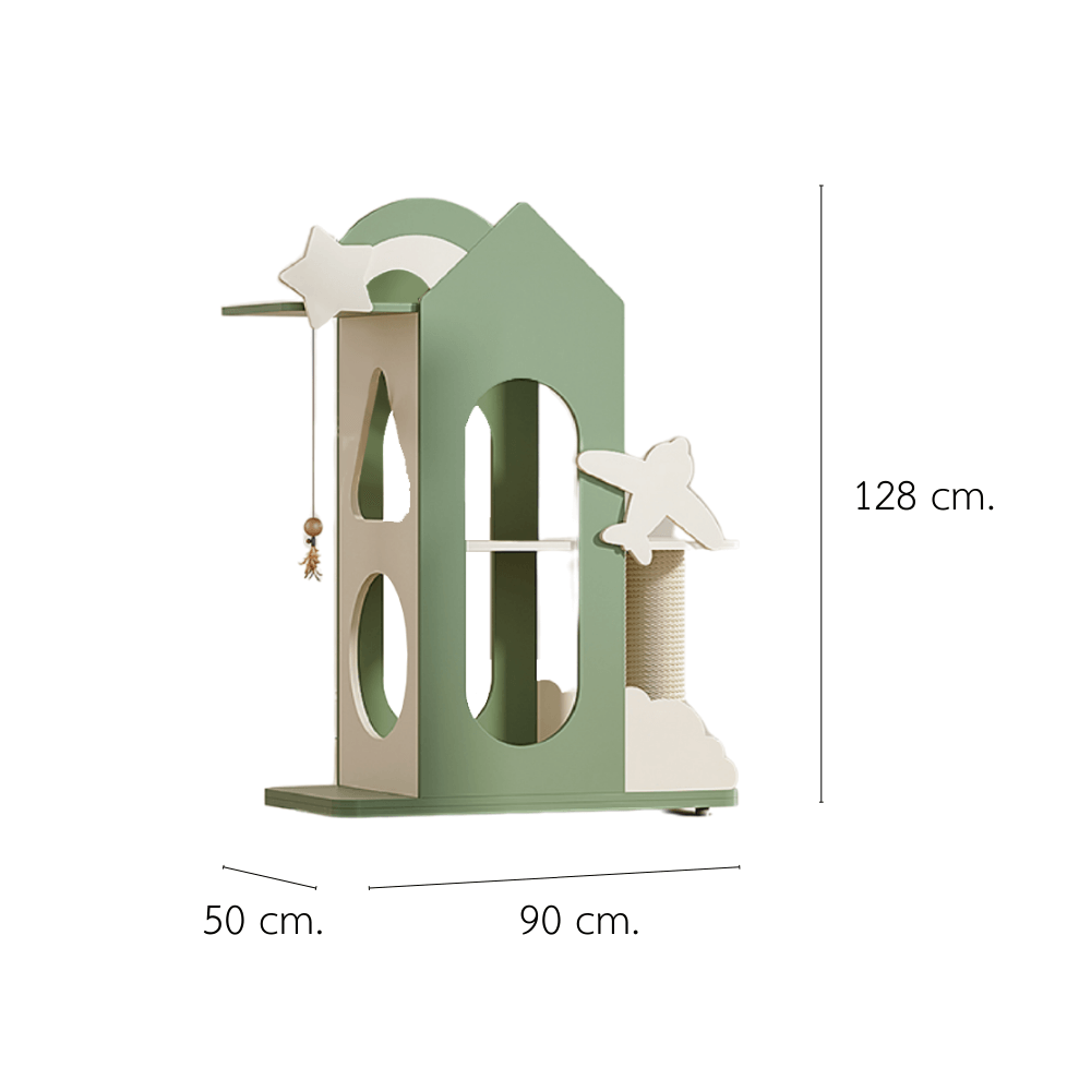 คอนโดแมว PETELE STARLIT CAT CLIMBING FRAME รุ่น VILLA SIZE M สีเขียว_0