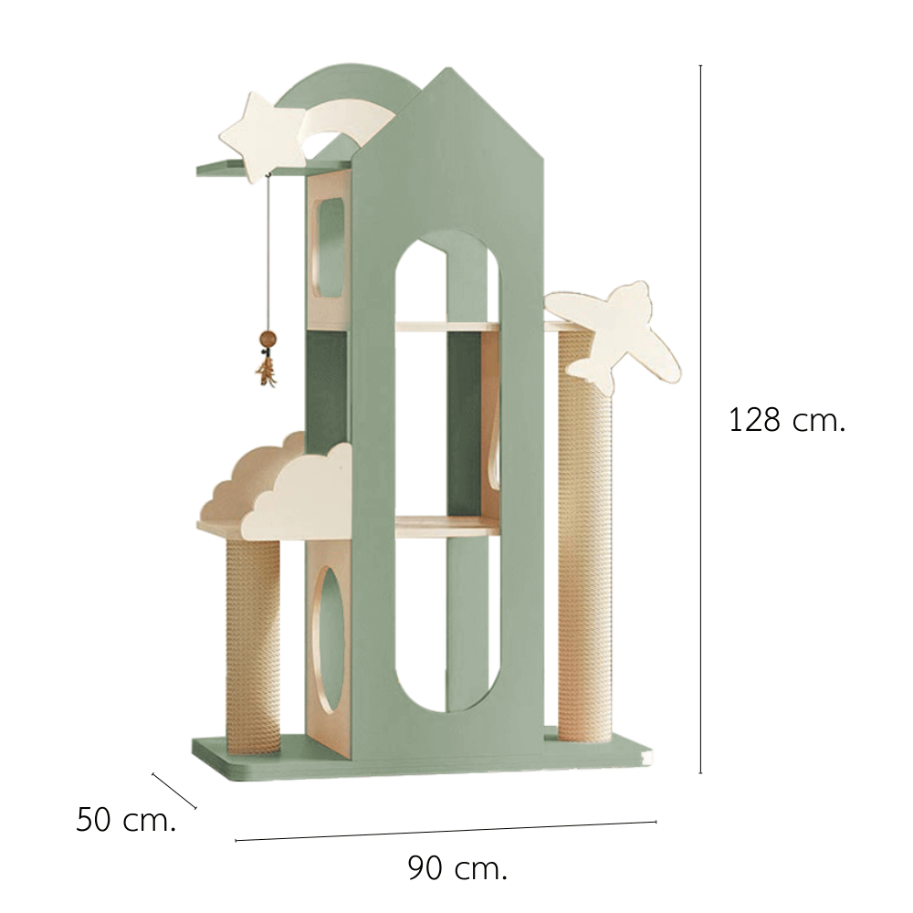 คอนโดแมว PETELE STARLIT CAT CLIMBING FRAME รุ่น PALACE SIZE L สีเขียว_0