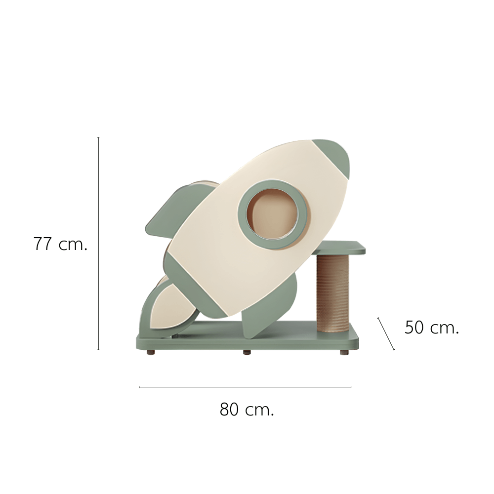 คอนโดแมวดีไซน์จรวด PETELE รุ่น ROCKET CAT CLIMBING FRAME SIZE S สีเขียว