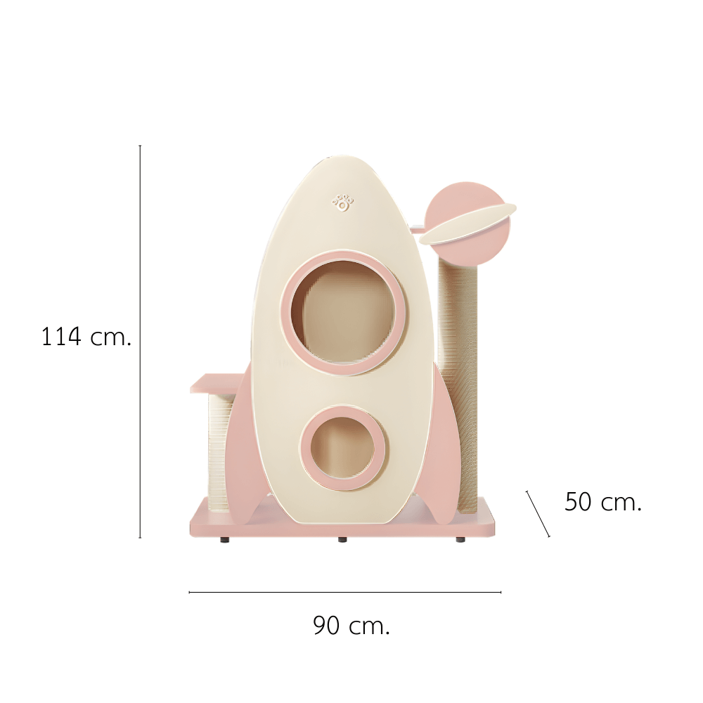 คอนโดแมวดีไซน์จรวด PETELE รุ่น ROCKET CAT CLIMBING FRAME SIZE M สีชมพู