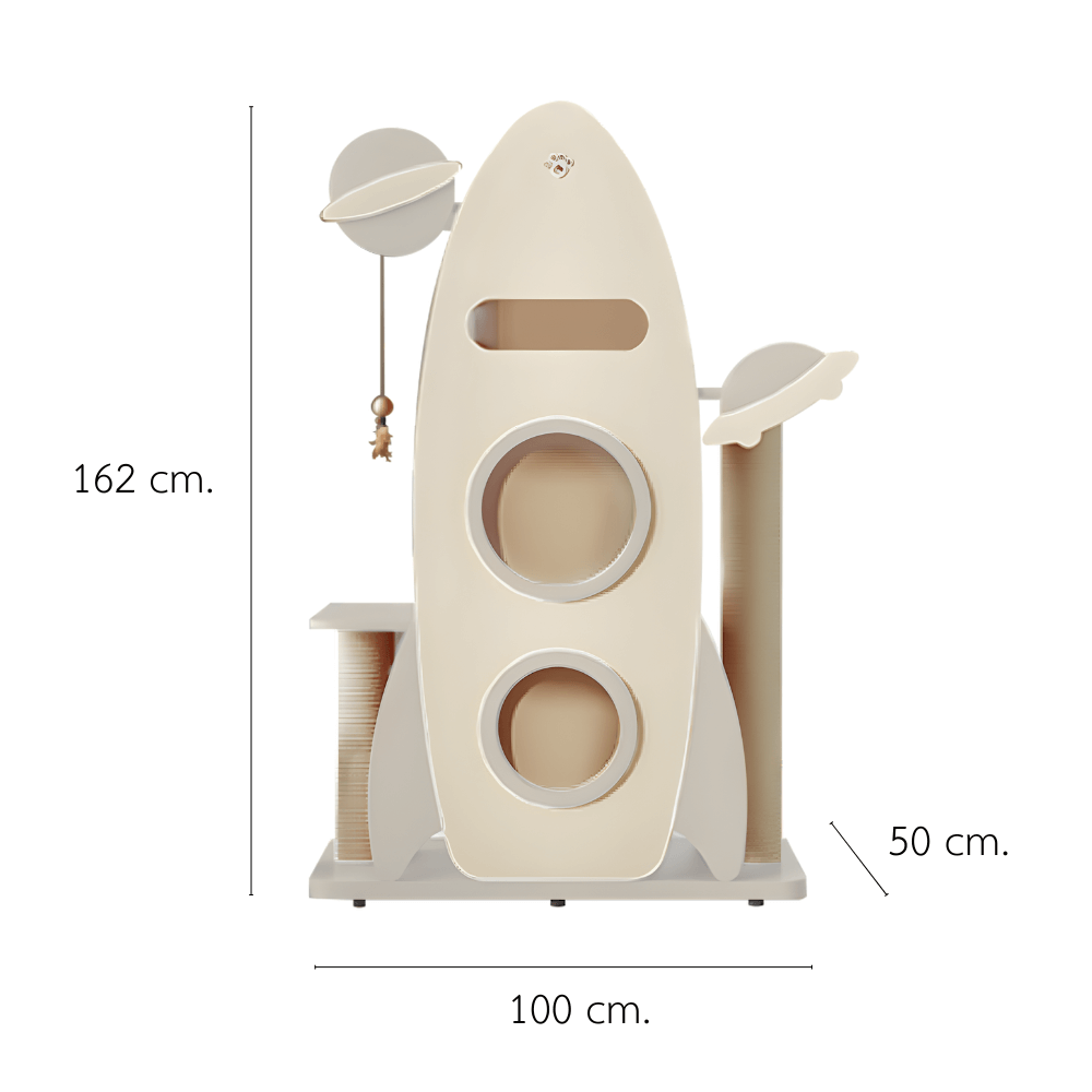 คอนโดแมวดีไซน์จรวด PETELE รุ่น ROCKET CAT CLIMBING FRAME SIZE L สีเทา