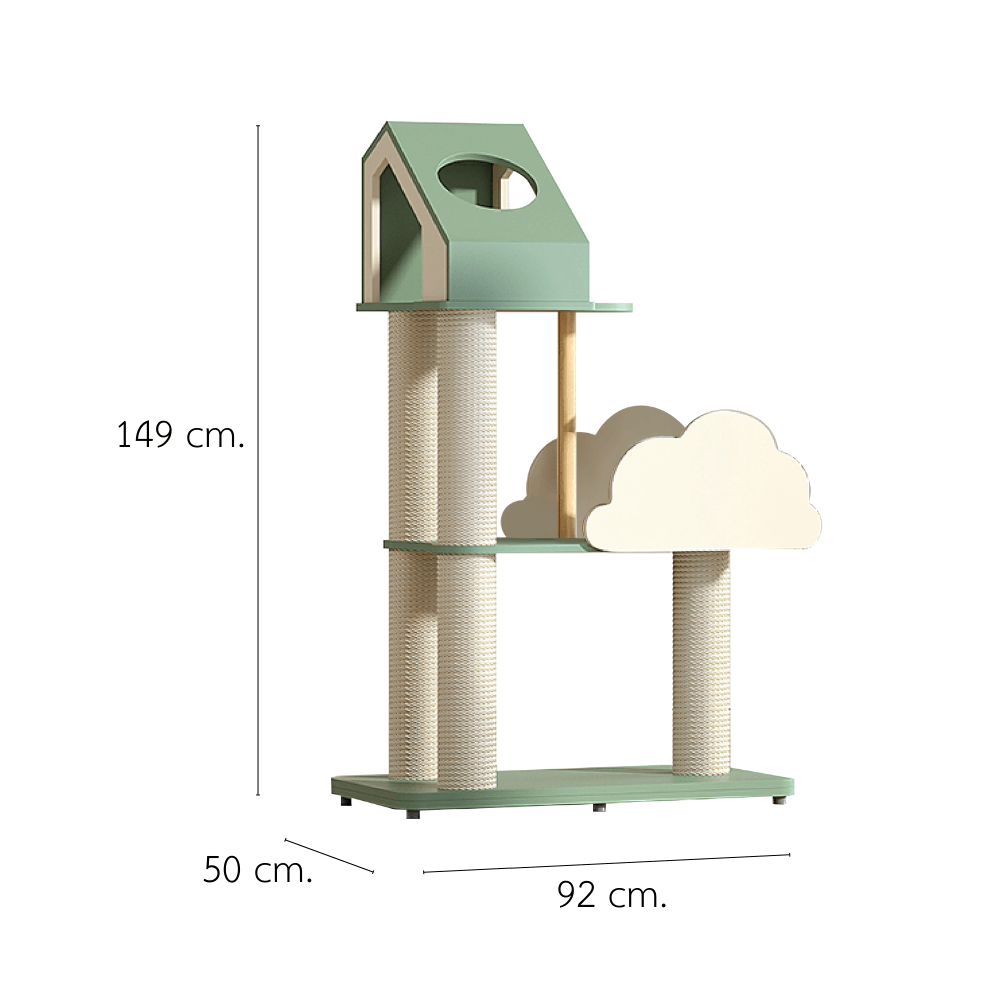 คอนโดแมวพรีเมียม PETELE รุ่น COUNTRYSIDE CAT CLIMBING FRAME SIZE M สีเขียว