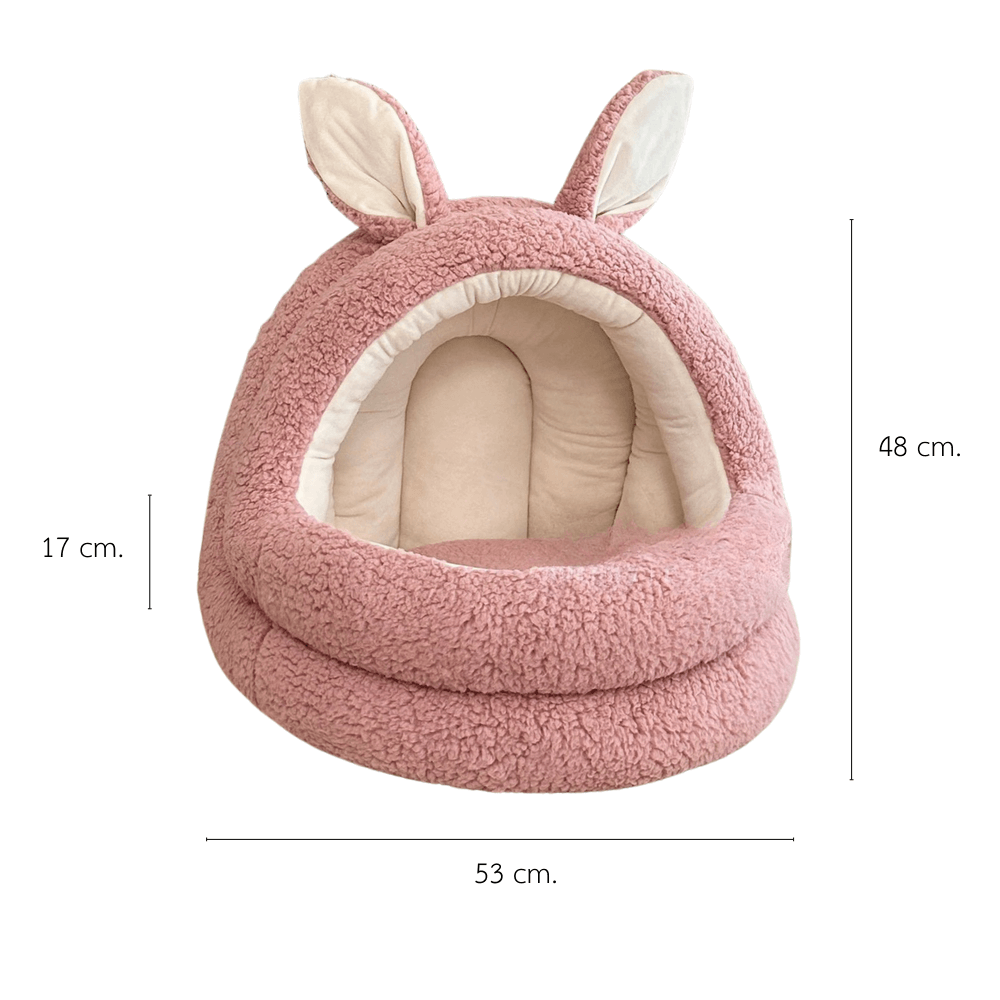 ที่นอนสัตว์เลี้ยง PETELE รุ่น BUNNY COZY PET CAVE ขนาด 53 X 53 X 48 ซม. ลายหูกระต่าย สีชมพู