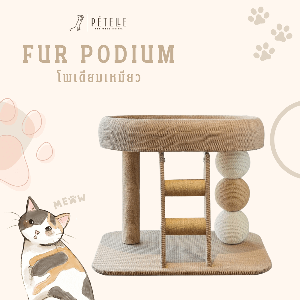 ที่นอนแมวพร้อมที่ปีนเล่น PETELLE รุ่น FUR PODIUM_1