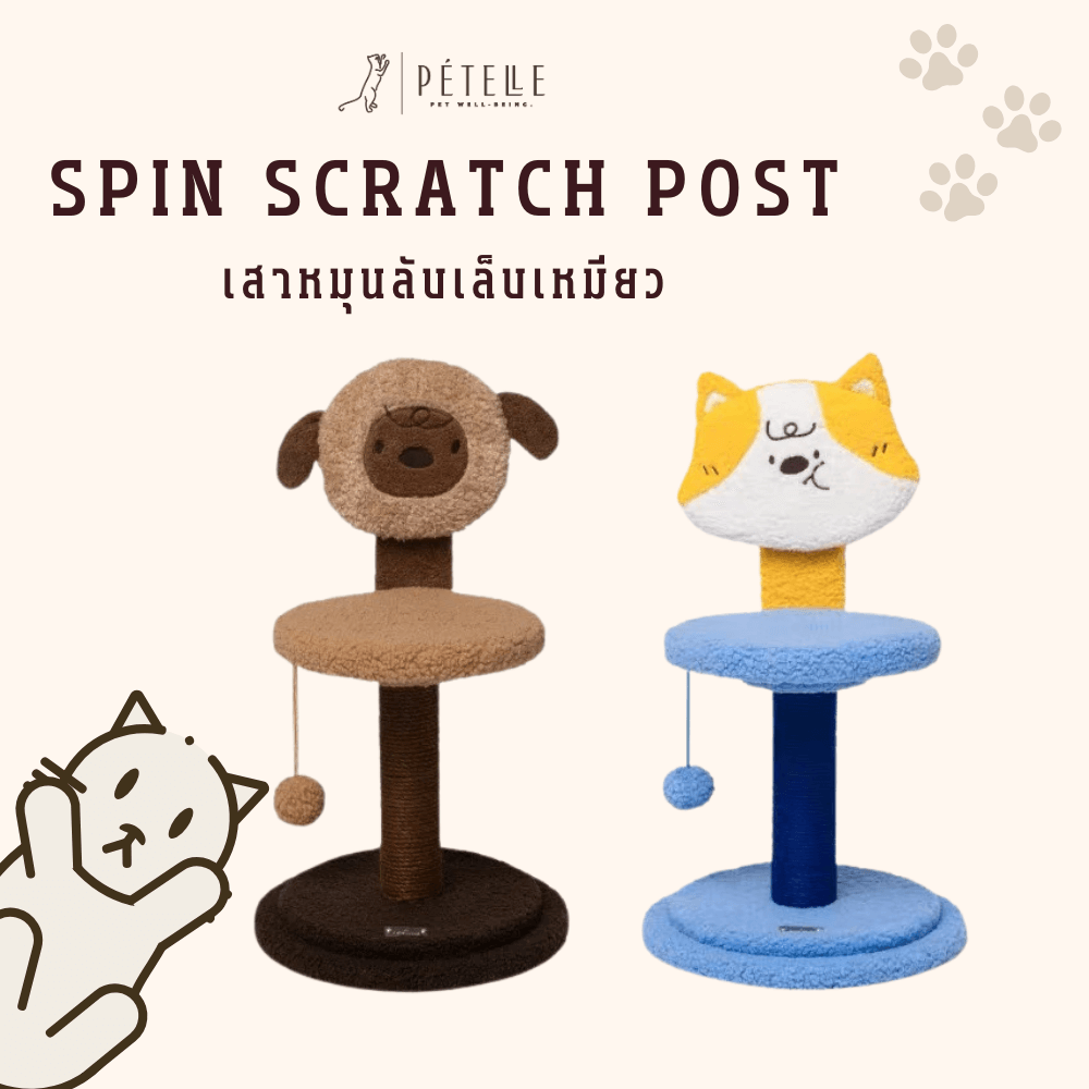 ที่ลับเล็บแมว PETELLE รุ่น SPIN SCRATCH POST สีฟ้า (SWEETIE SPIN)_1