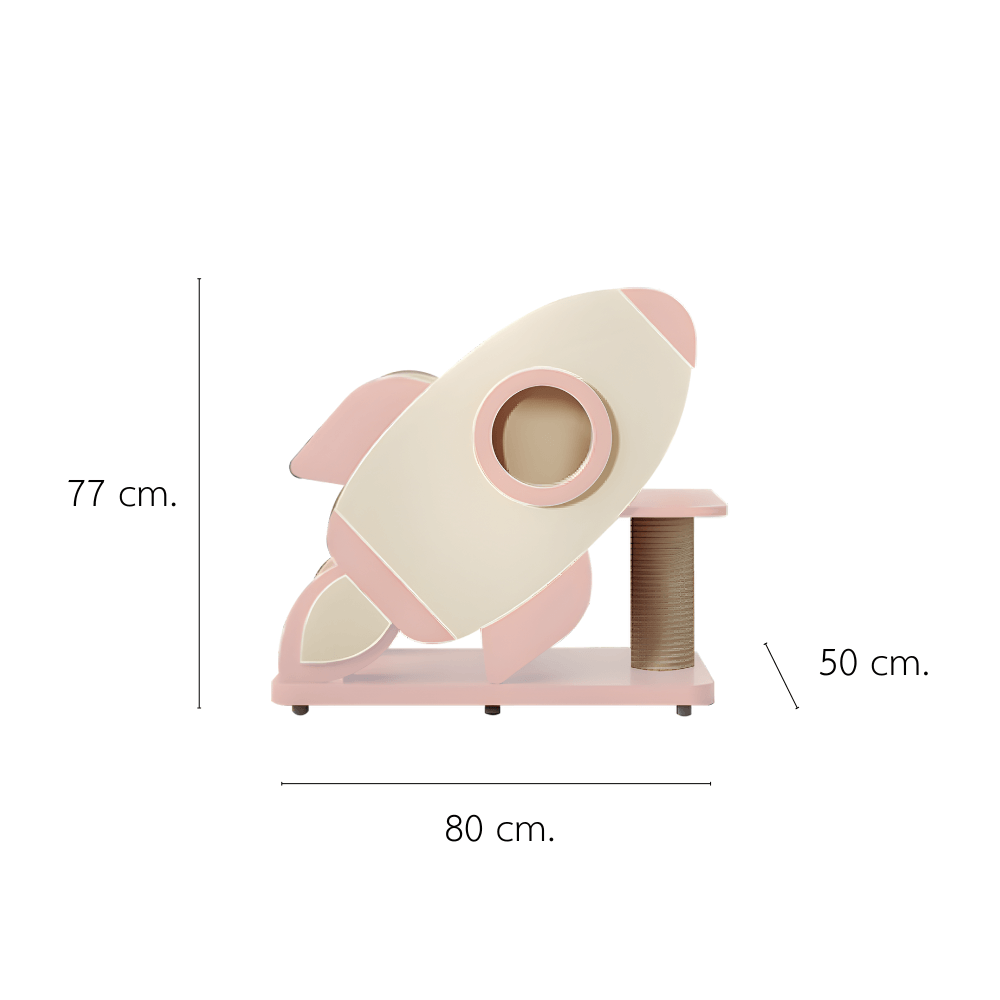 คอนโดแมวดีไซน์จรวด PETELE รุ่น ROCKET CAT CLIMBING FRAME SIZE S สีชมพู