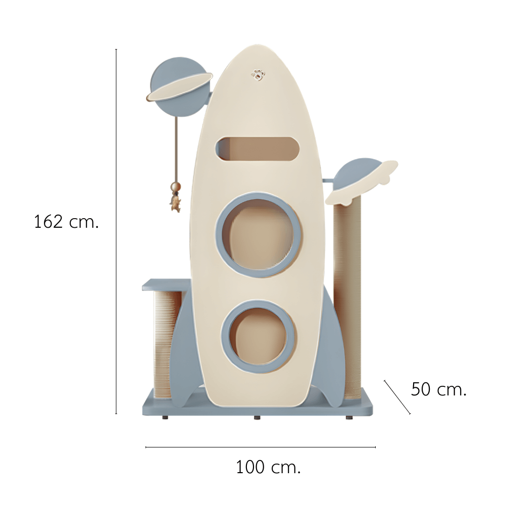 คอนโดแมวดีไซน์จรวด PETELE รุ่น ROCKET CAT CLIMBING FRAME SIZE L สีฟ้า