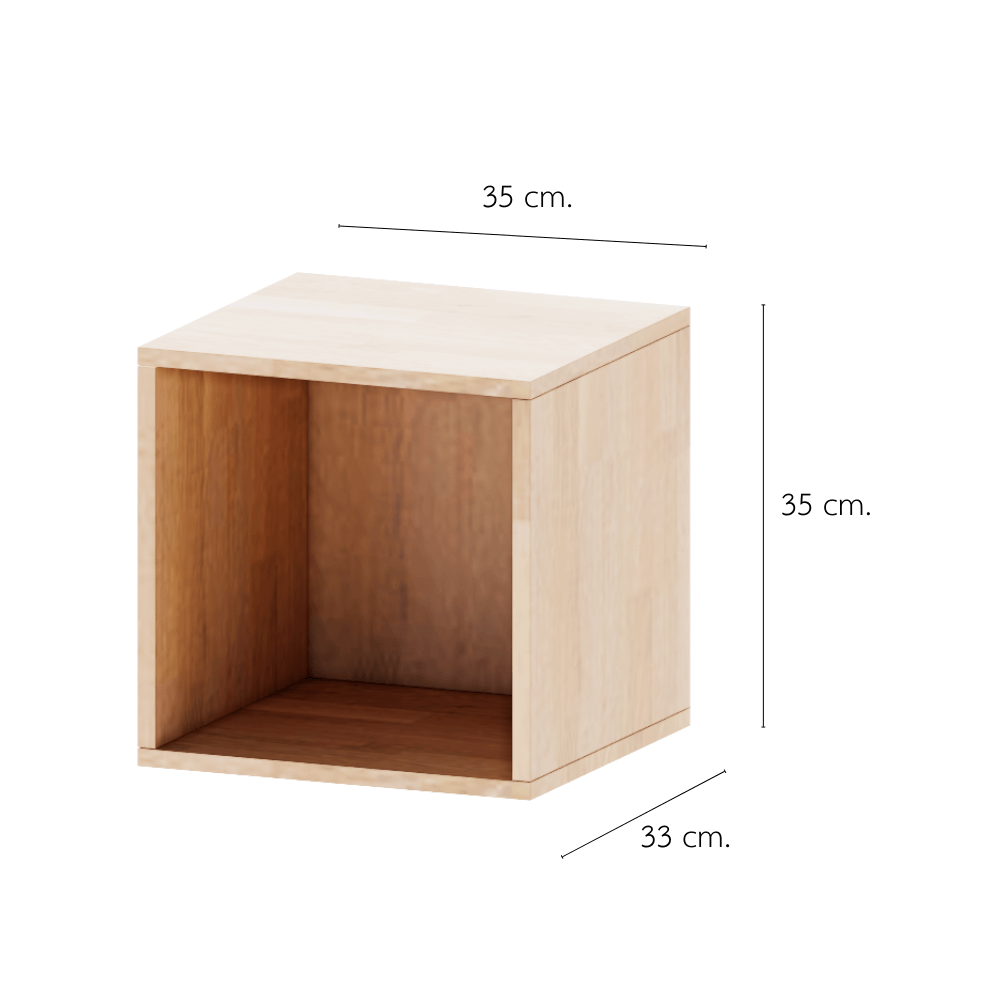 ตู้เตี้ยบานโล่ง PETELE รุ่น CUBE BOX01 ขนาด 35X33X35 ซม.สีไม้_1