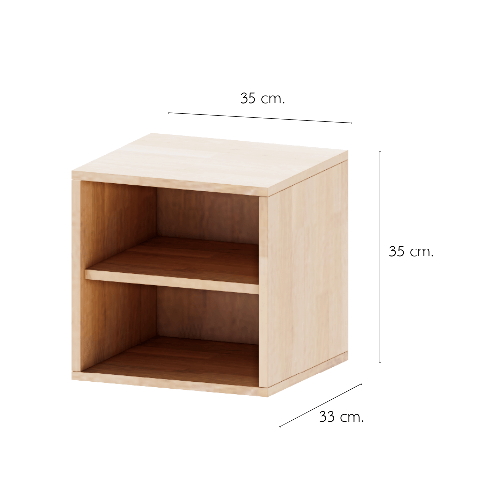 ตู้เตี้ยบานโล่ง 2 ชั้น PETELE รุ่น CUBE BOX02 ขนาด 35X33X35 ซม.สีไม้