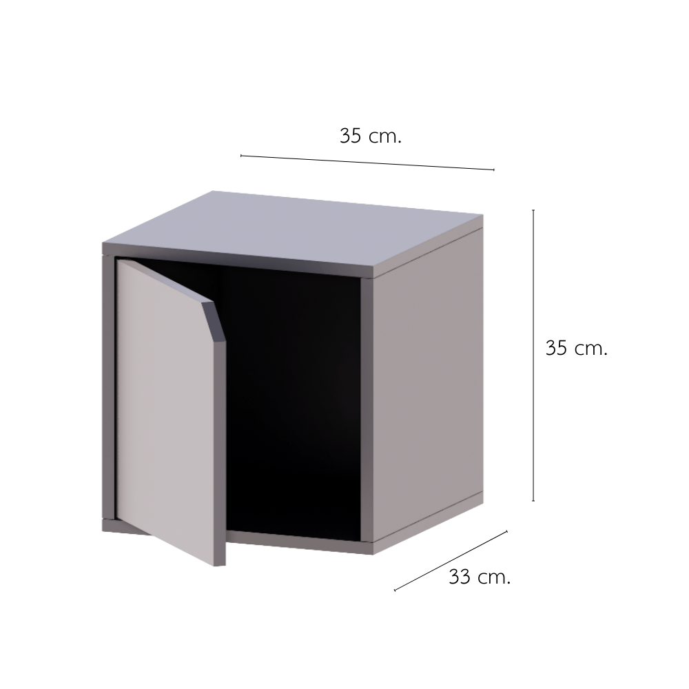 ตู้เตี้ยบานเปิด PETELE รุ่น CUBE BOX03 ขนาด 35X33X35 ซม.สีเทา_1