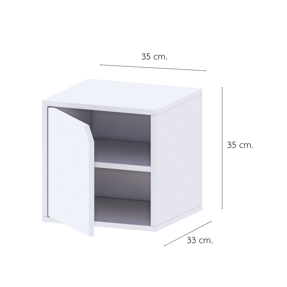 ตู้เตี้ยบานเปิด 2 ชั้น PETELE รุ่น CUBE BOX04 ขนาด 35X33X35 ซม.สีขาว_1