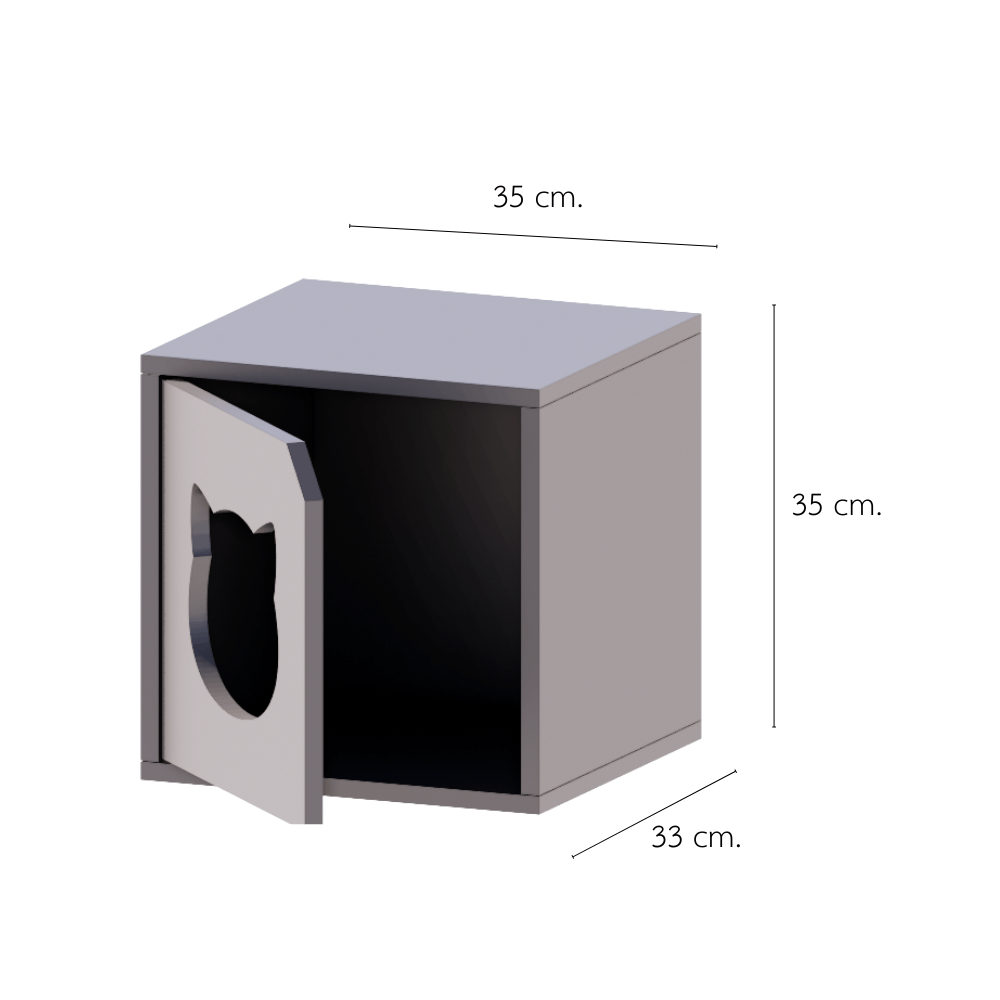ตู้เตี้ยบานเปิด PETELE รุ่น CUBE BOX05 ลายรูปแมว ขนาด 35X33X35 ซม.สีเทา_1