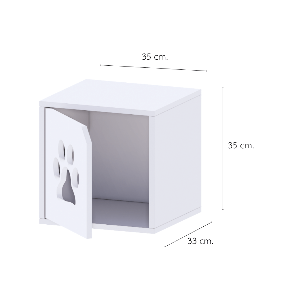 ตู้เตี้ยบานเปิด PETELE รุ่น CUBE BOX06 ลายอุ้งเท้า ขนาด 35X33X35 ซม.สีขาว_1