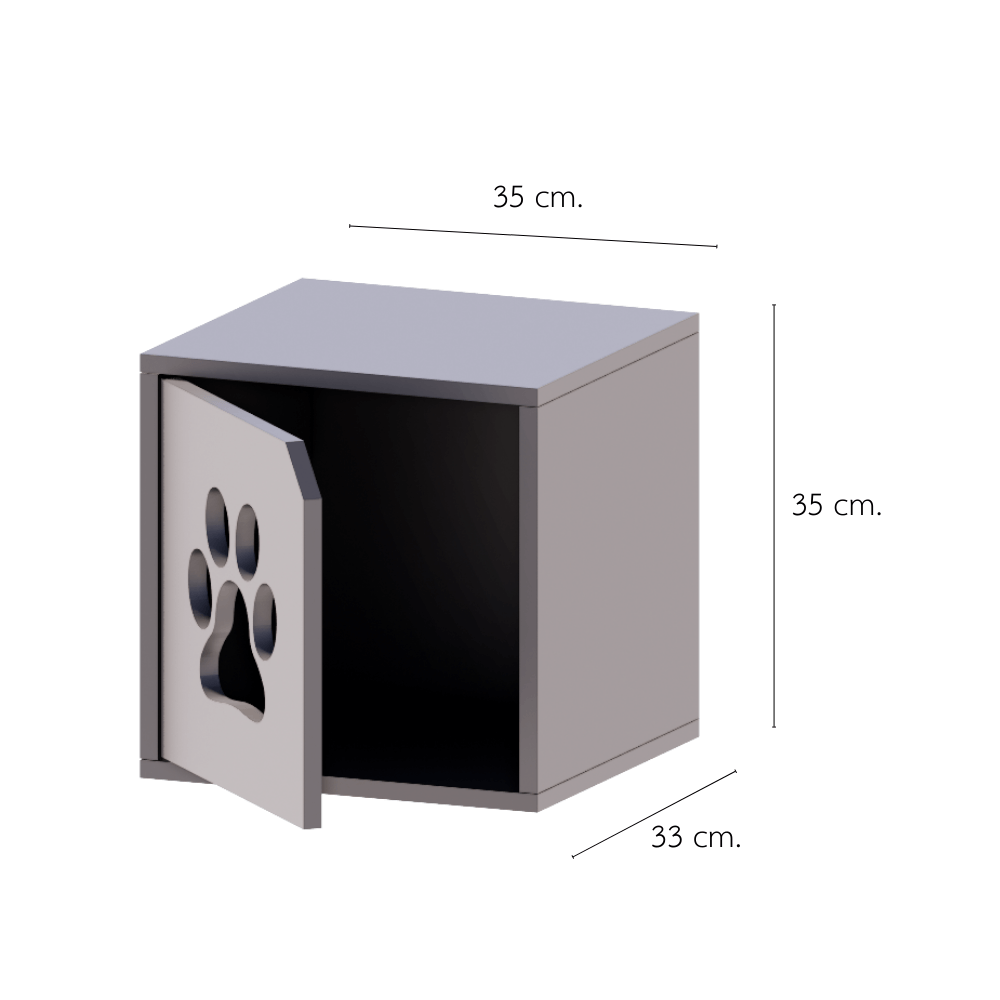 ตู้เตี้ยบานเปิด PETELE รุ่น CUBE BOX06 ลายอุ้งเท้า ขนาด 35X33X35 ซม.สีเทา_1