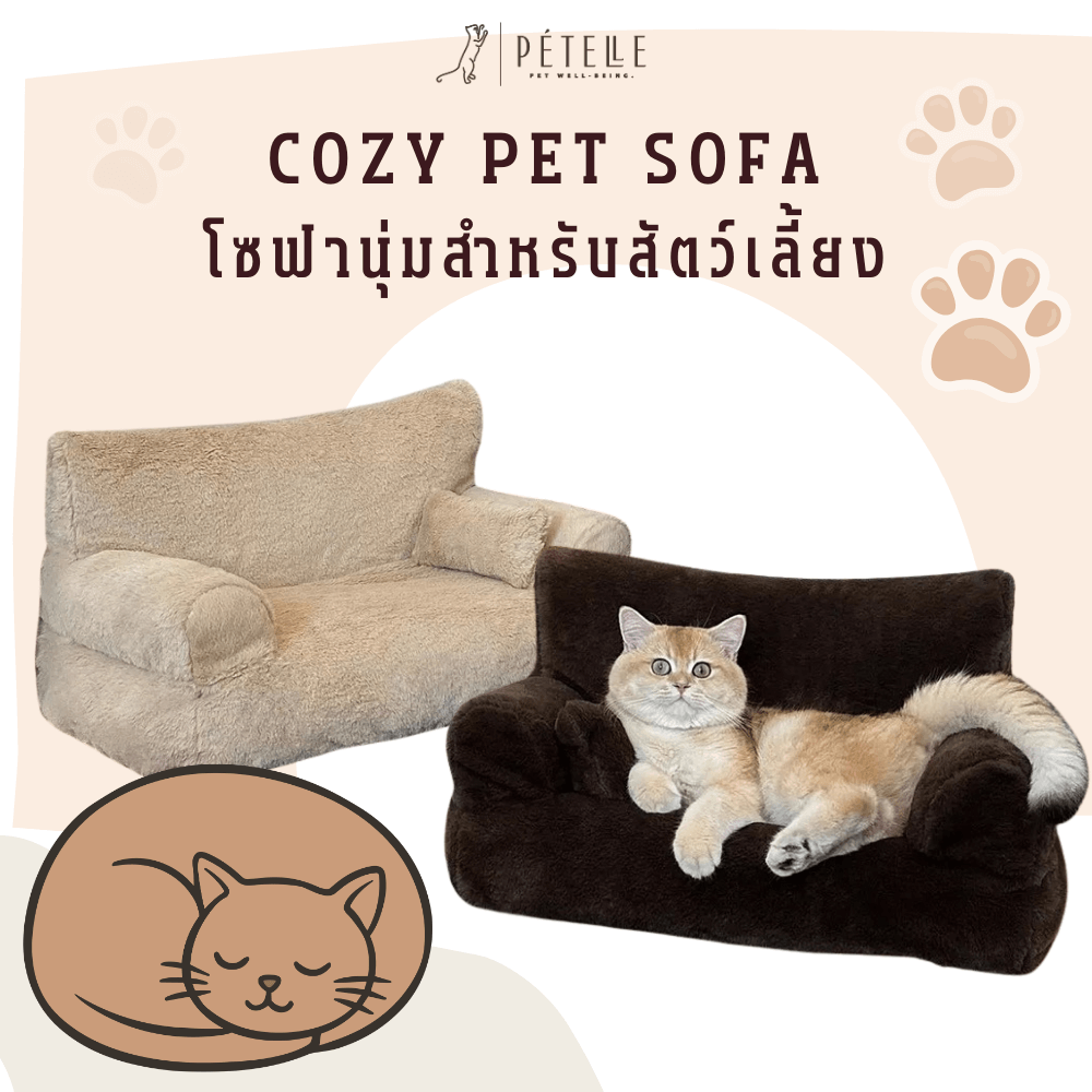 โซฟาสัตว์เลี้ยง PETELE รุ่น COZY PET SOFA ไซส์ L สีน้ำตาลเข้ม