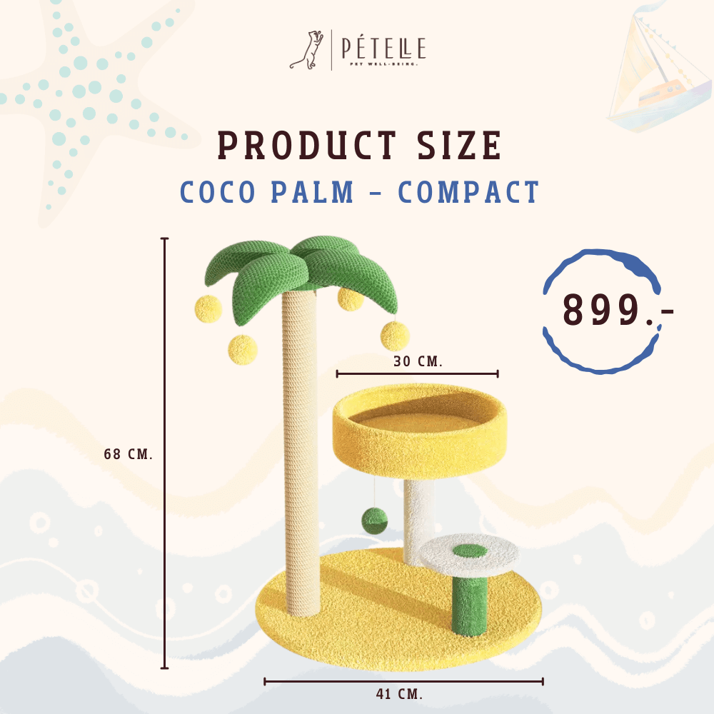 คอนโดแมว PETELE รุ่น COCO PALM COMPACT 41X68CM เหลือง/เขียว