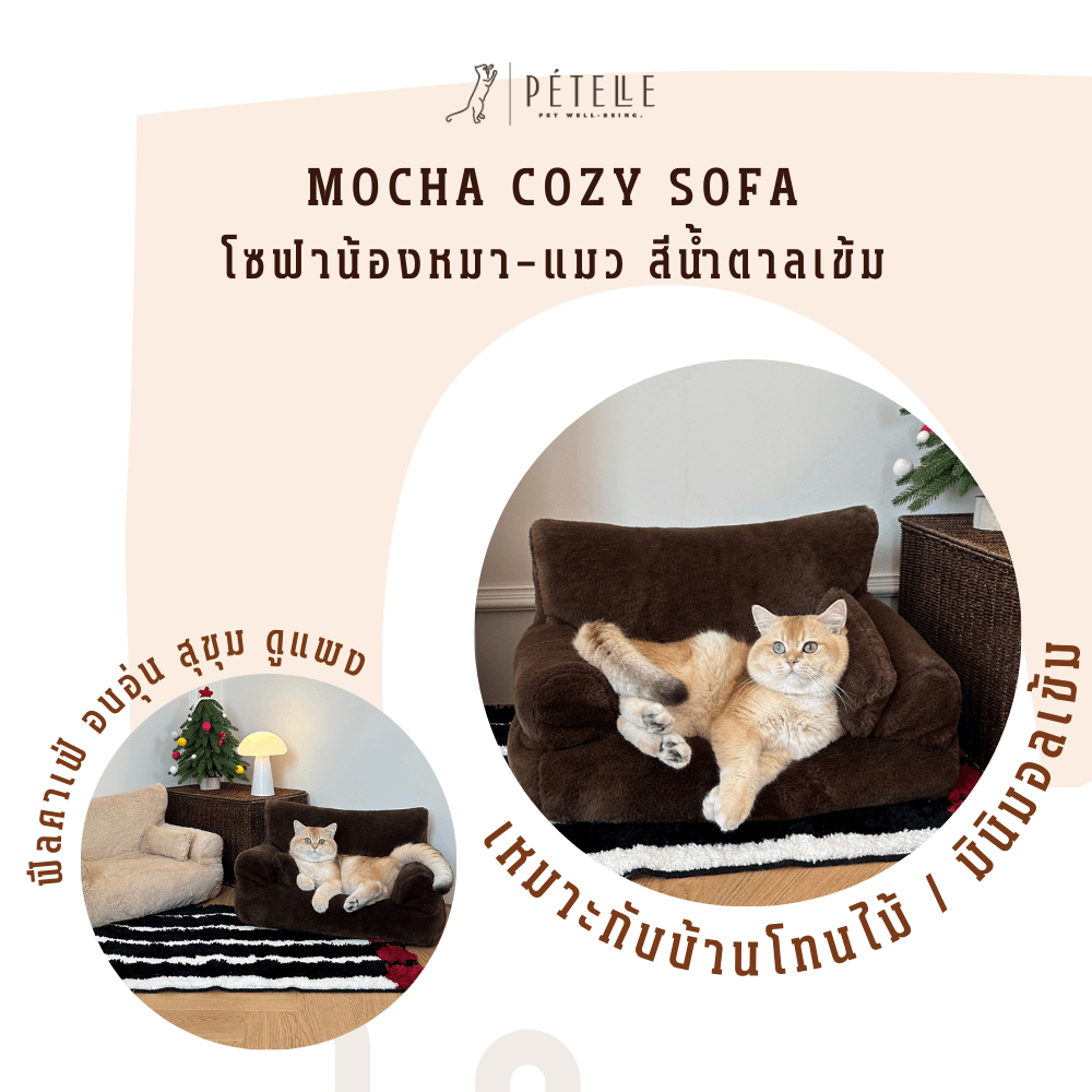โซฟาสัตว์เลี้ยง PETELE รุ่น COZY PET SOFA ไซส์ L สีน้ำตาลเข้ม