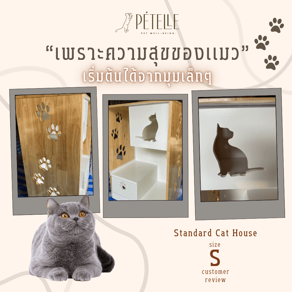 บ้านแมว PETELLE รุ่นมาตรฐาน ไซส์ S ขนาด 60X45X90 ซม.