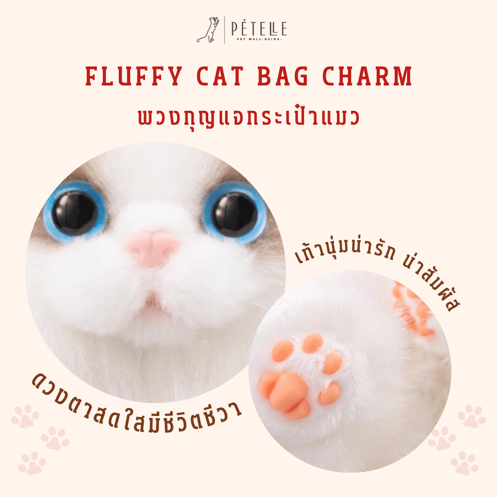 พวงกุญแจแมวขนนุ่ม PETELE รุ่น TYPE 04 CHOCOLATE SEAL_4