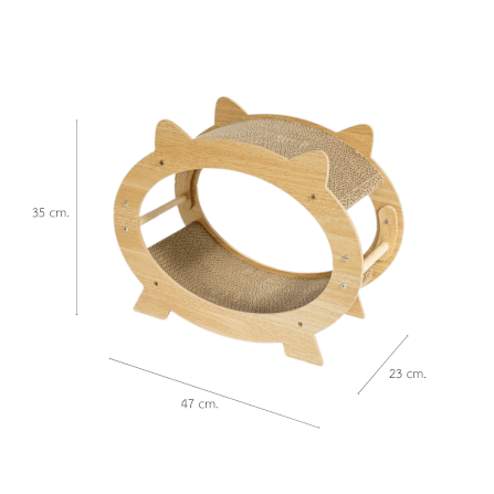 ที่นอนแมวแบบอุโมงค์สองชั้น PETELLE รุ่น COZY LOOP CAT วัสดุกระดาษลูกฟูกและโครงไม้_0