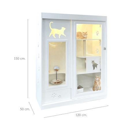 บ้านแมว ประตูบานเลื่อน PETELLE ไซส์ L ขนาด 120X50X150 ซม._0