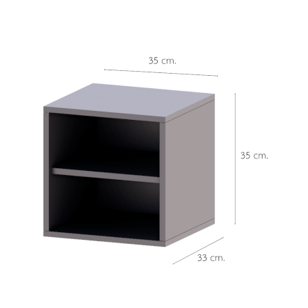 ตู้เตี้ยบานโล่ง 2 ชั้น PETELE รุ่น CUBE BOX02 ขนาด 35X33X35 ซม.สีทา