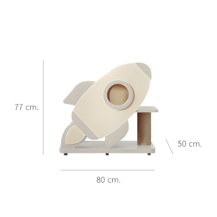 คอนโดแมวดีไซน์จรวด PETELE รุ่น ROCKET CAT CLIMBING FRAME SIZE S สีเทา_0