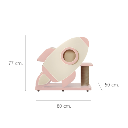 คอนโดแมวดีไซน์จรวด PETELE รุ่น ROCKET CAT CLIMBING FRAME SIZE S สีชมพู_0
