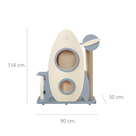 คอนโดแมวดีไซน์จรวด PETELE รุ่น ROCKET CAT CLIMBING FRAME SIZE M สีฟ้า_0