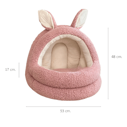 ที่นอนสัตว์เลี้ยง PETELE รุ่น BUNNY COZY PET CAVE ขนาด 53 X 53 X 48 ซม. ลายหูกระต่าย สีชมพู_0