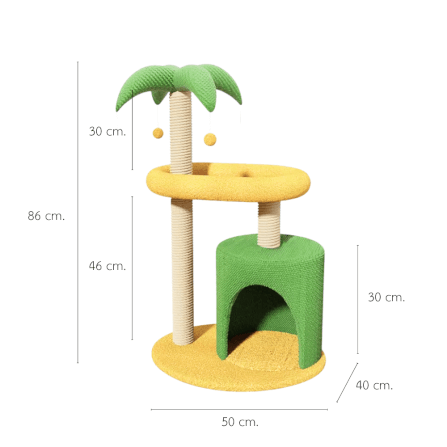 คอนโดแมว PETELE รุ่น COCO PALM DELUXE 50X86CM เหลือง/เขียว_0