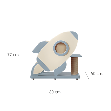 คอนโดแมวดีไซน์จรวด PETELE รุ่น ROCKET CAT CLIMBING FRAME SIZE S สีฟ้า_1
